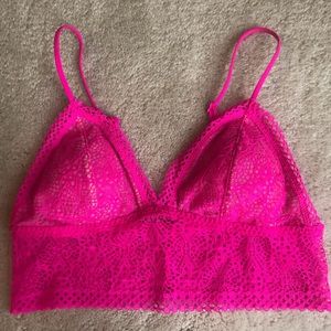 Victoria’s Secret Neon Pink Longline Lace Bralette